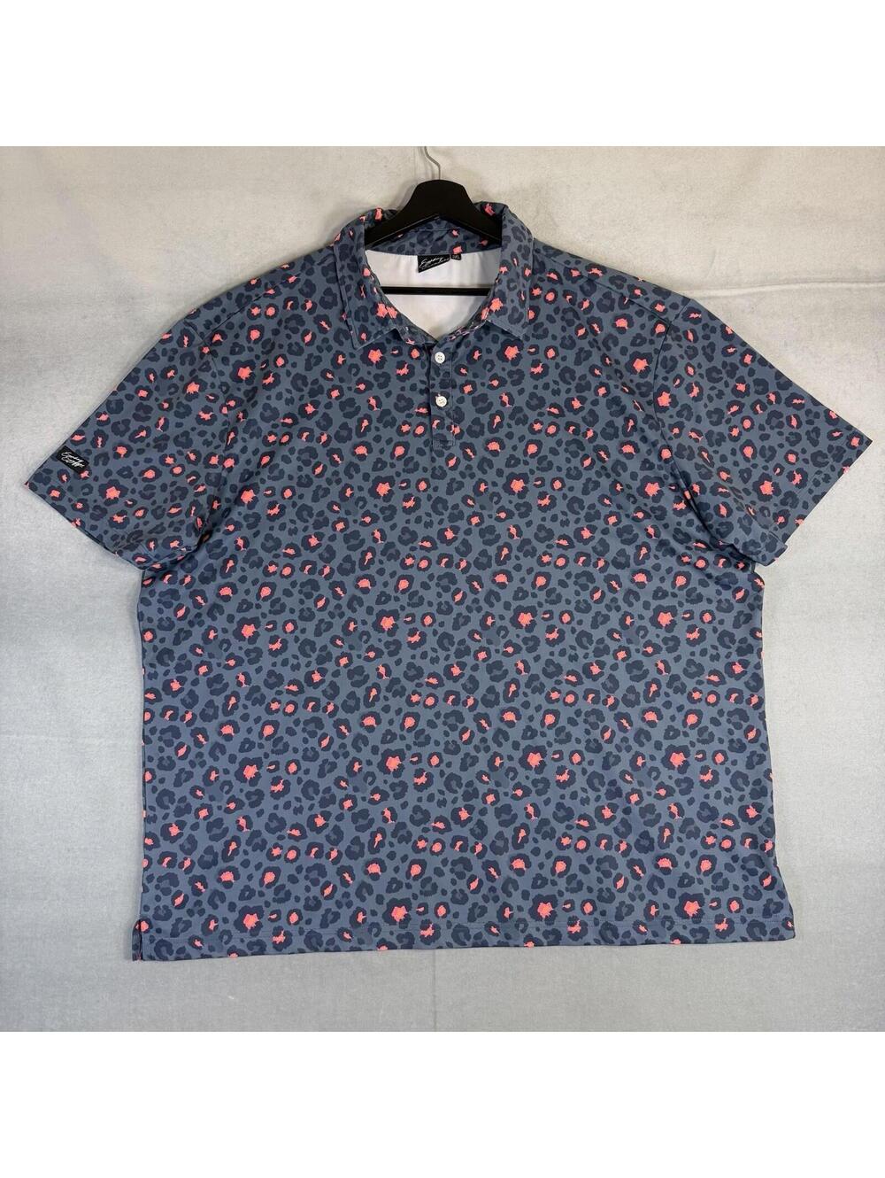 Sunday Swagger Golf Polo Shirt Mens 3XL Gray Leopard Print AOP Performance
